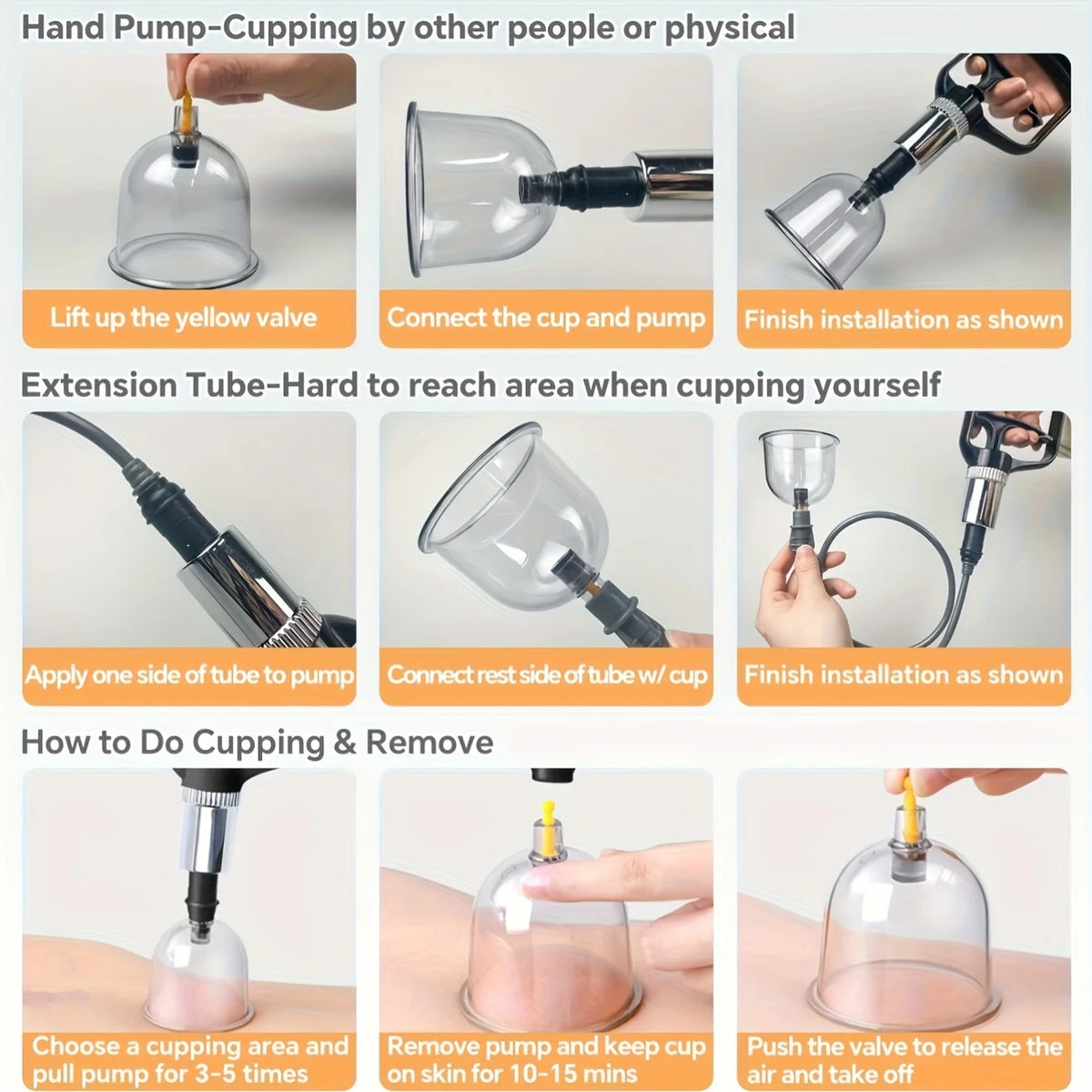 Manual Cupping Massage Set with Pump, 12 or 24 Cups