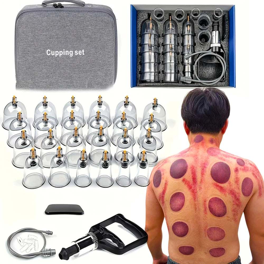 Manual Cupping Massage Set with Pump, 12 or 24 Cups