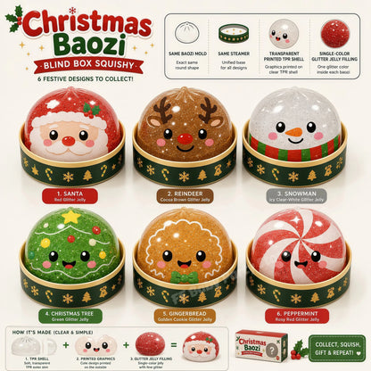 Christmas Dumpling Squishy Fidget Toys in Six Designs