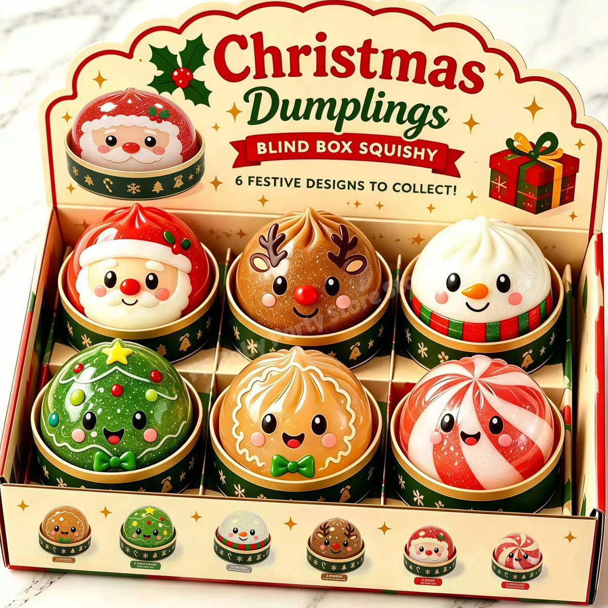 Christmas Dumpling Squishy Fidget Toys in Six Designs