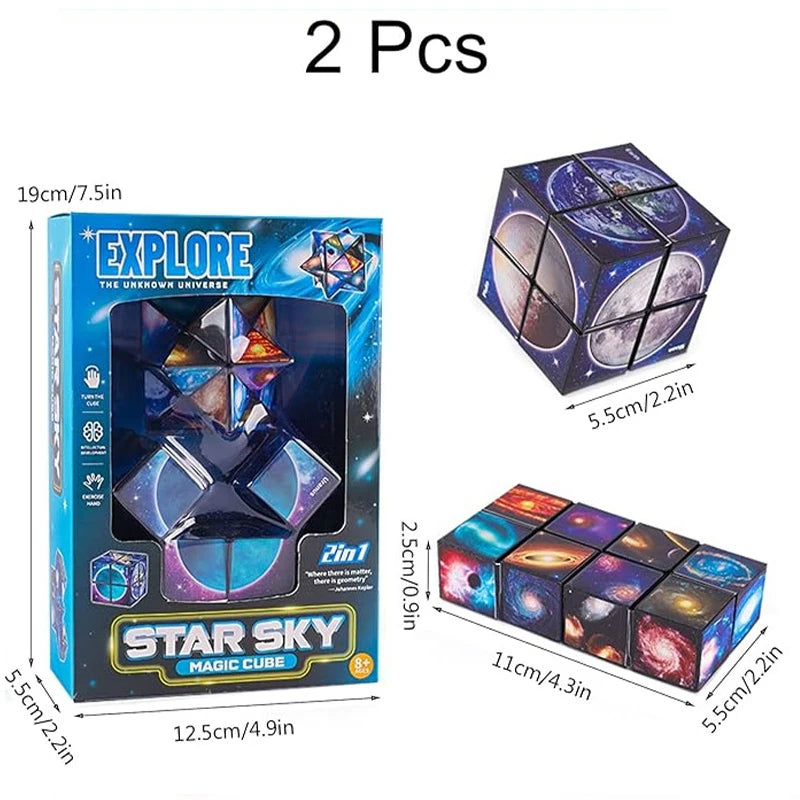 Galaxy Transforming Cube and Star 3D Fidget Toy