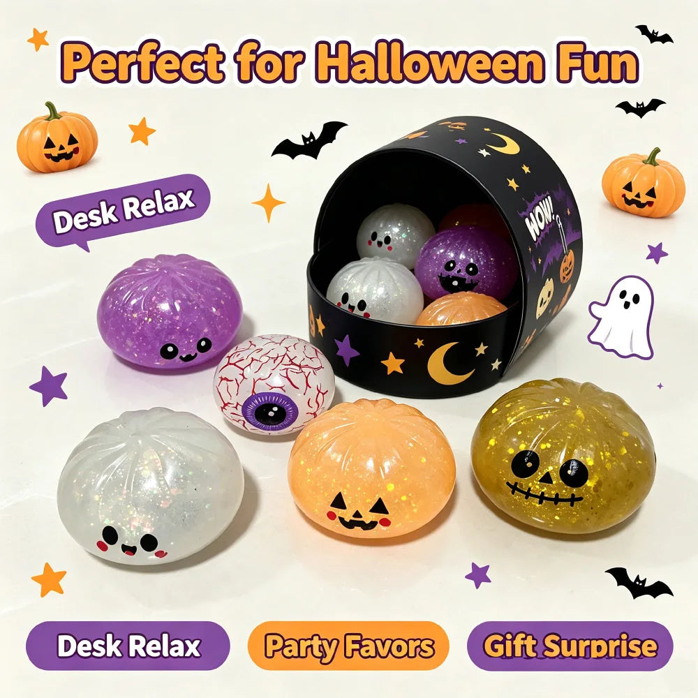 Halloween Squishy Fidget Toys with Gift Box, 5.5cm