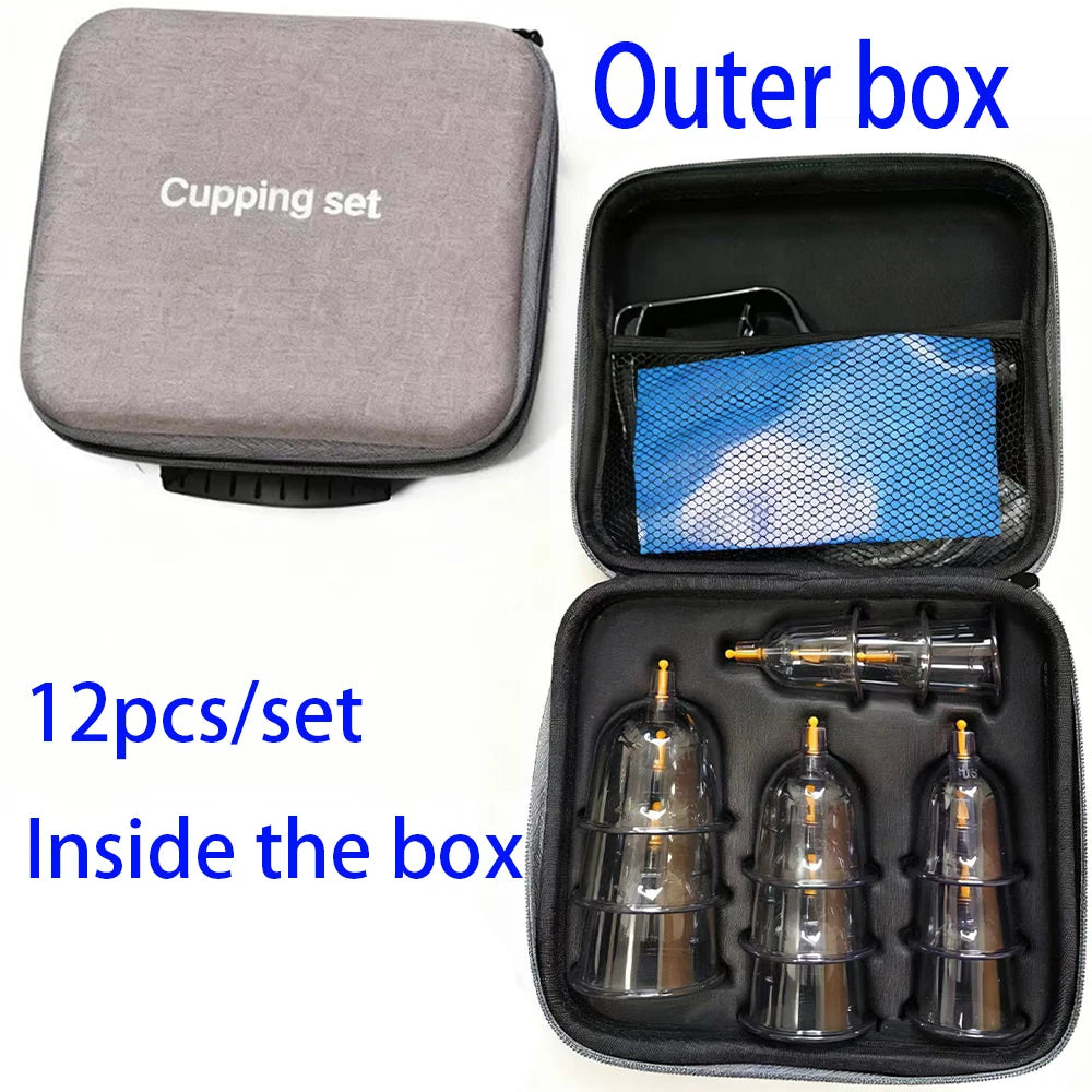 Manual Cupping Massage Set with Pump, 12 or 24 Cups