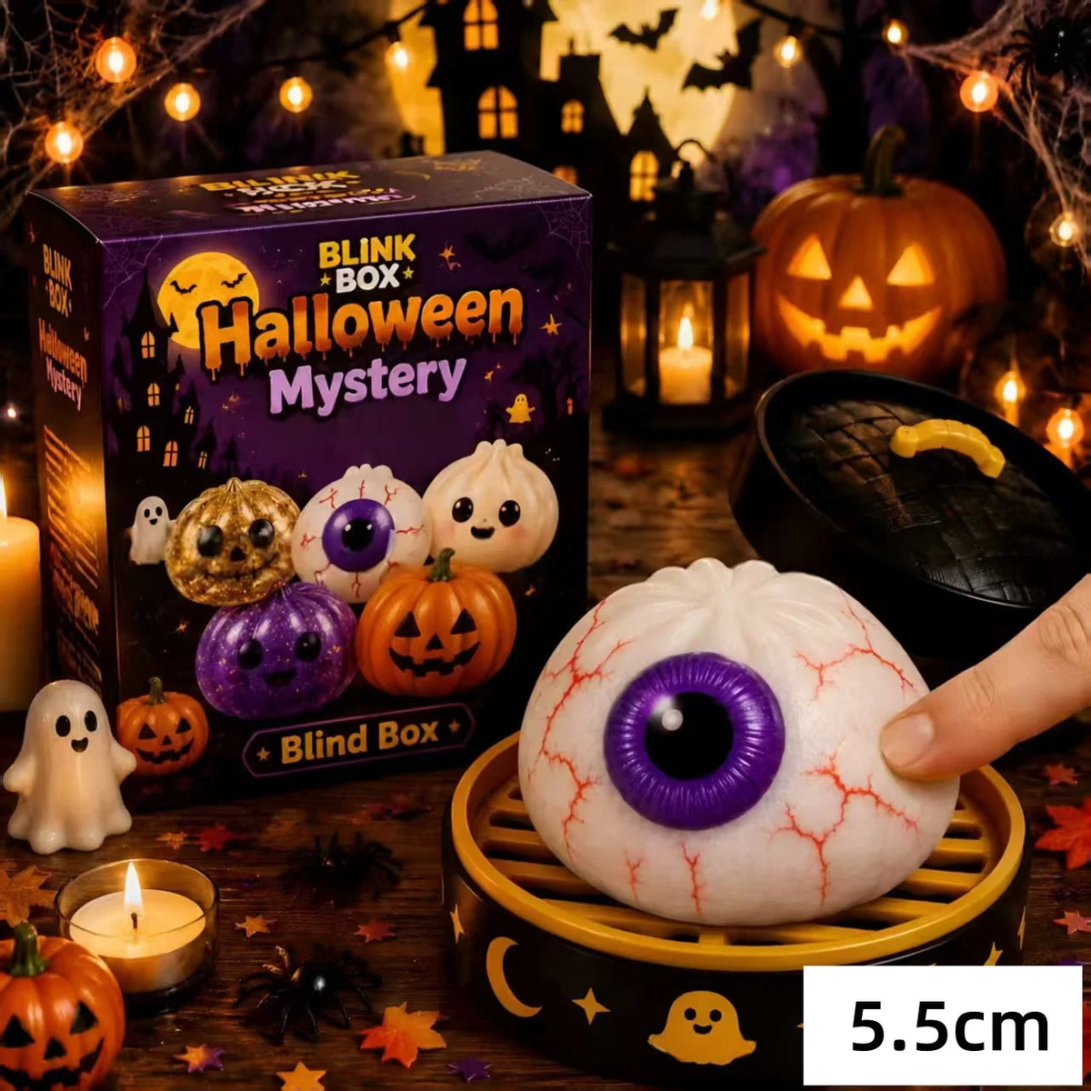 Halloween Squishy Fidget Toys with Gift Box, 5.5cm