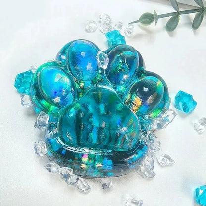 Glitter Cat Paw Squishy Sensory Fidget Toy, 6–7 cm