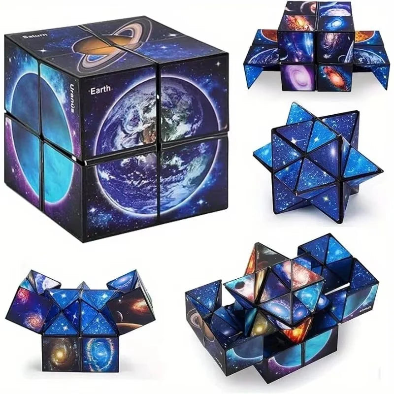 Galaxy Transforming Cube and Star 3D Fidget Toy
