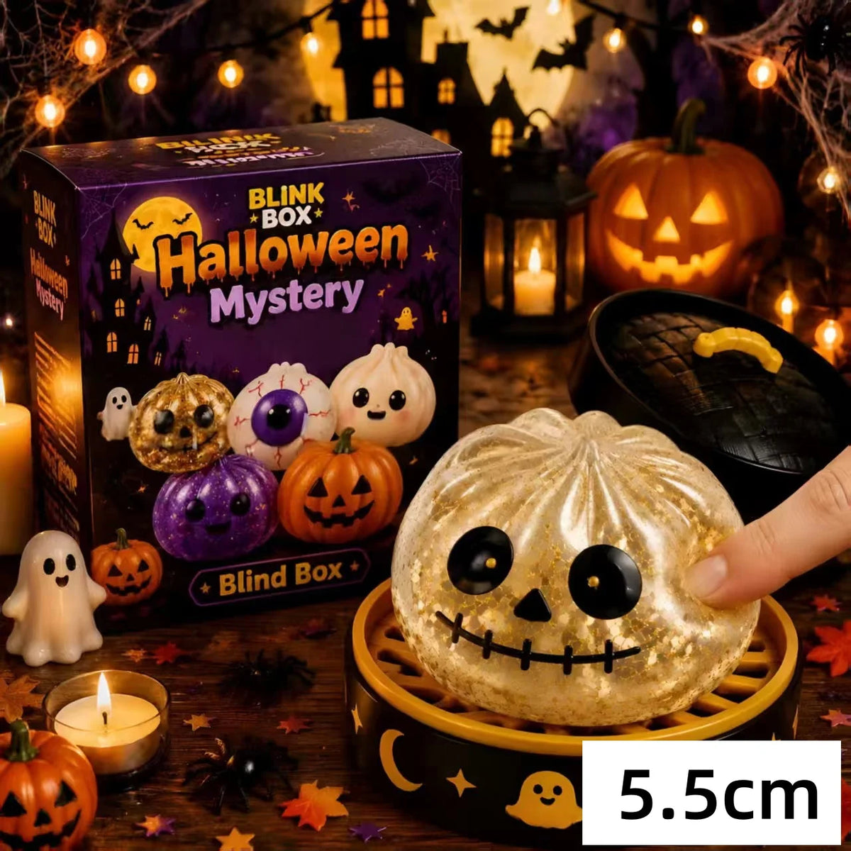 Halloween Squishy Fidget Toys with Gift Box, 5.5cm