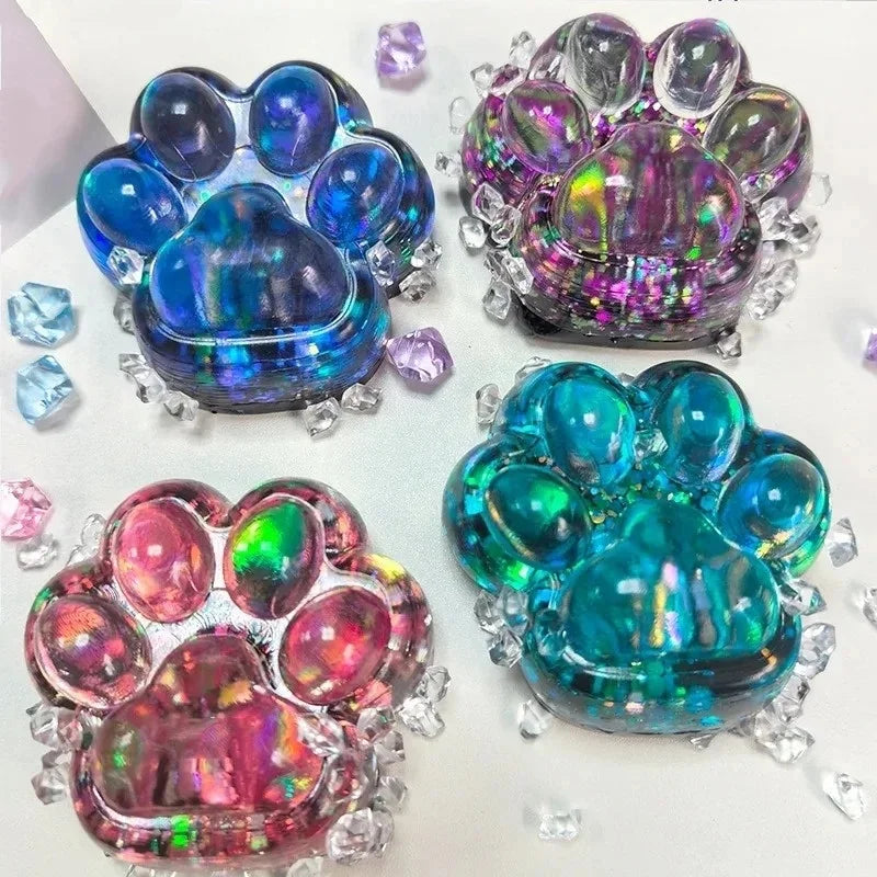 Glitter Cat Paw Squishy Sensory Fidget Toy, 6–7 cm