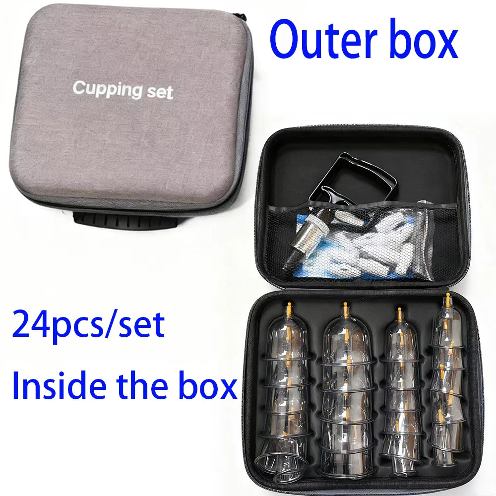 Manual Cupping Massage Set with Pump, 12 or 24 Cups