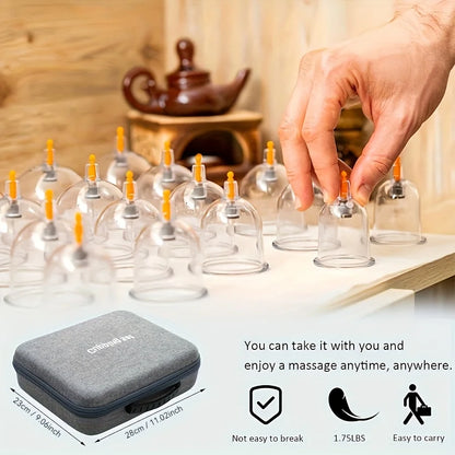Manual Cupping Massage Set with Pump, 12 or 24 Cups