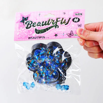 Glitter Cat Paw Squishy Sensory Fidget Toy, 6–7 cm