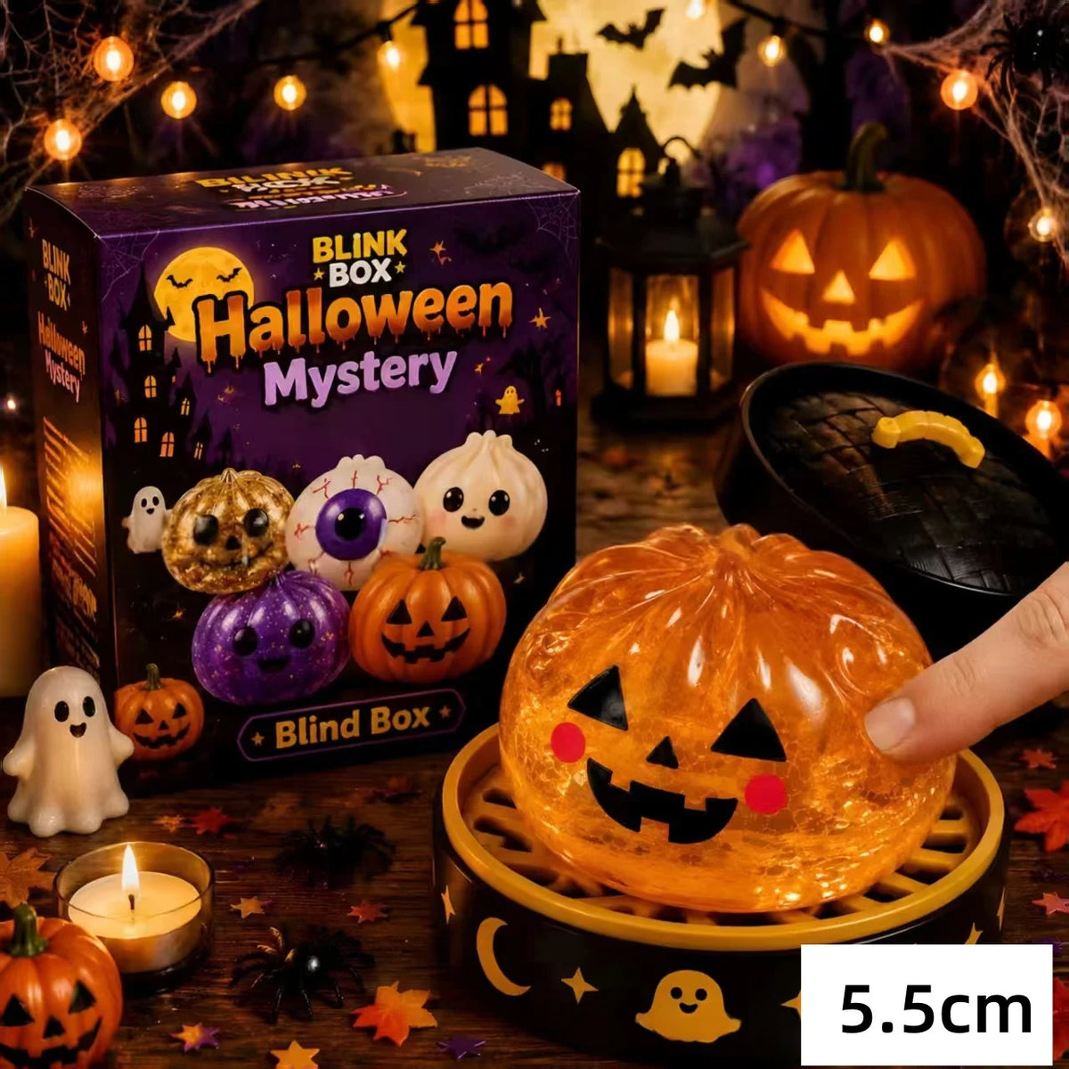Halloween Squishy Fidget Toys with Gift Box, 5.5cm