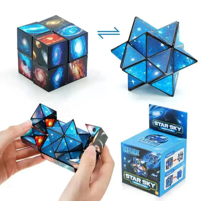 Galaxy Transforming Cube and Star 3D Fidget Toy