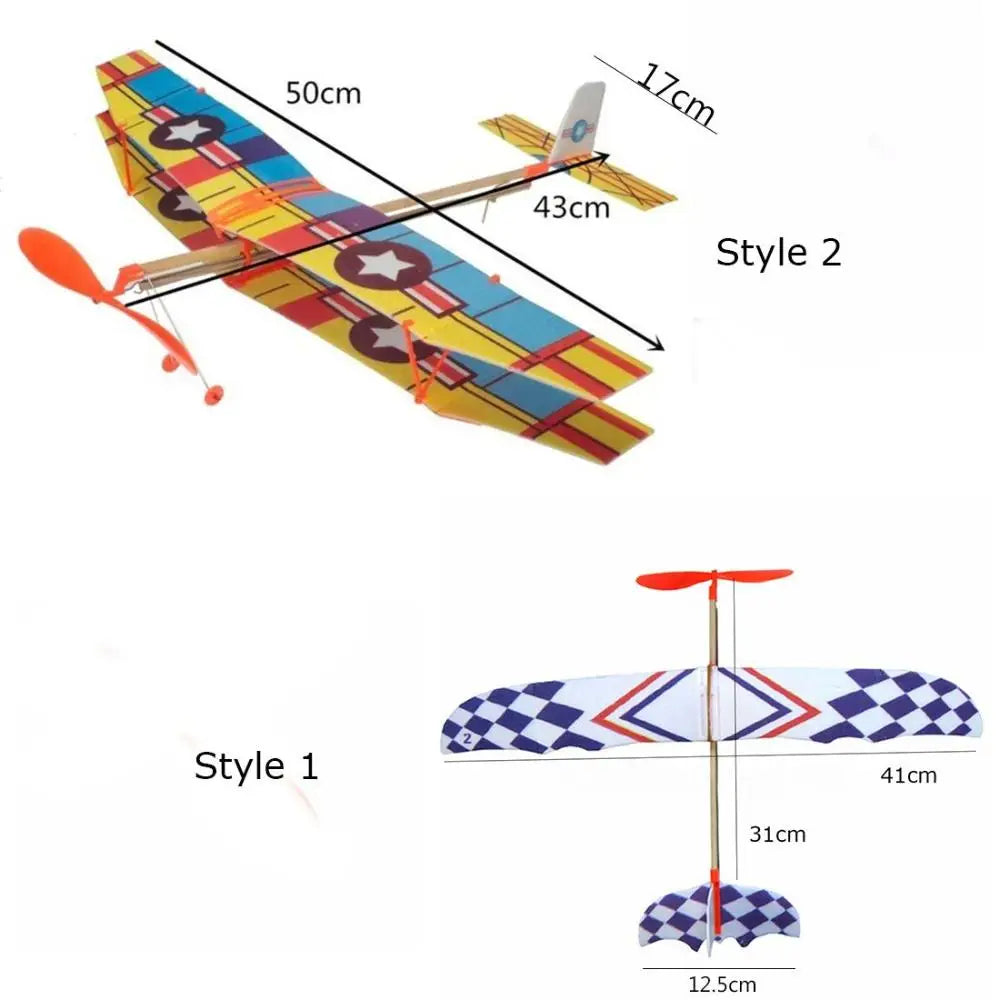 Rubber Band Powered Airplane Model Kit in Two Sizes
