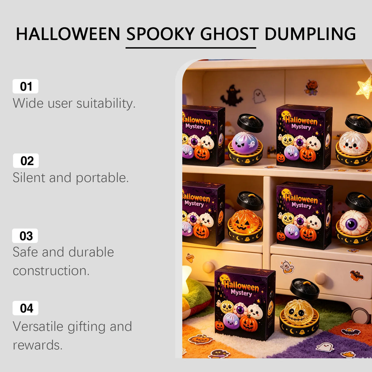Halloween Squishy Fidget Toys with Gift Box, 5.5cm