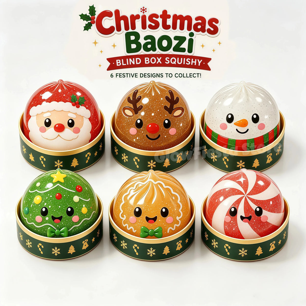 Christmas Dumpling Squishy Fidget Toys in Six Designs