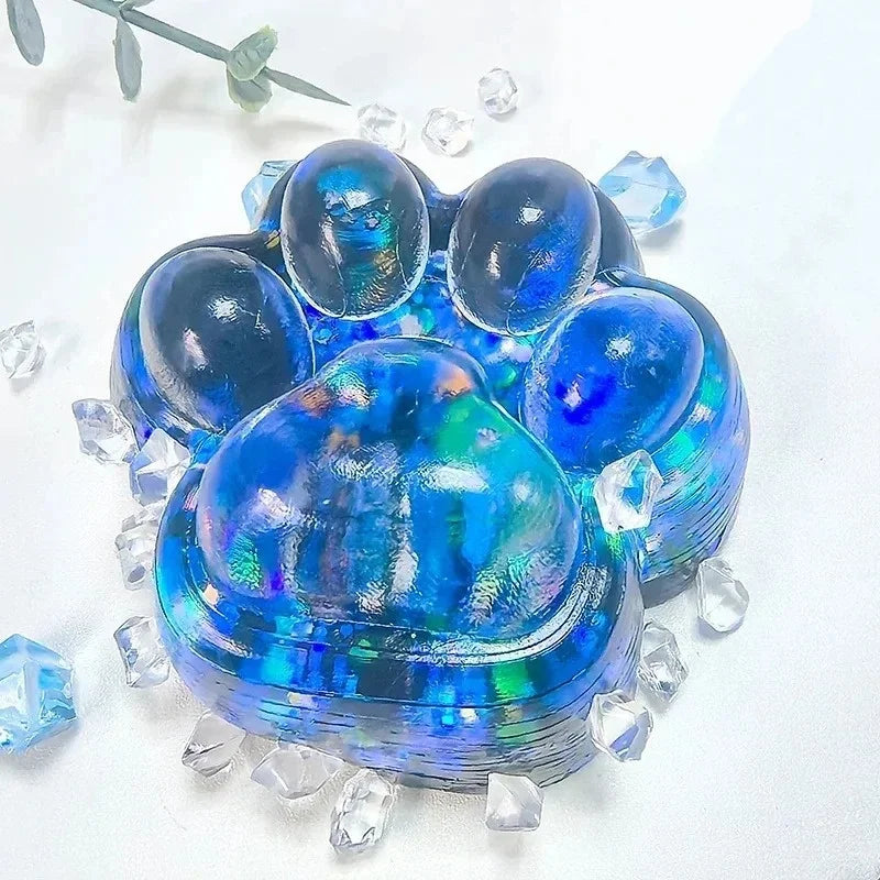 Glitter Cat Paw Squishy Sensory Fidget Toy, 6–7 cm