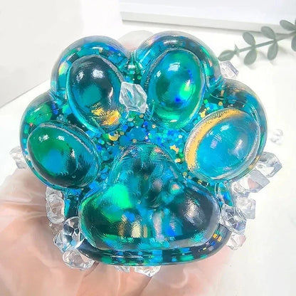 Glitter Cat Paw Squishy Sensory Fidget Toy, 6–7 cm